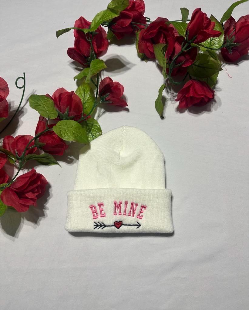 Be Mine Embroidered Beanie: Valentine's Day Knit Hat