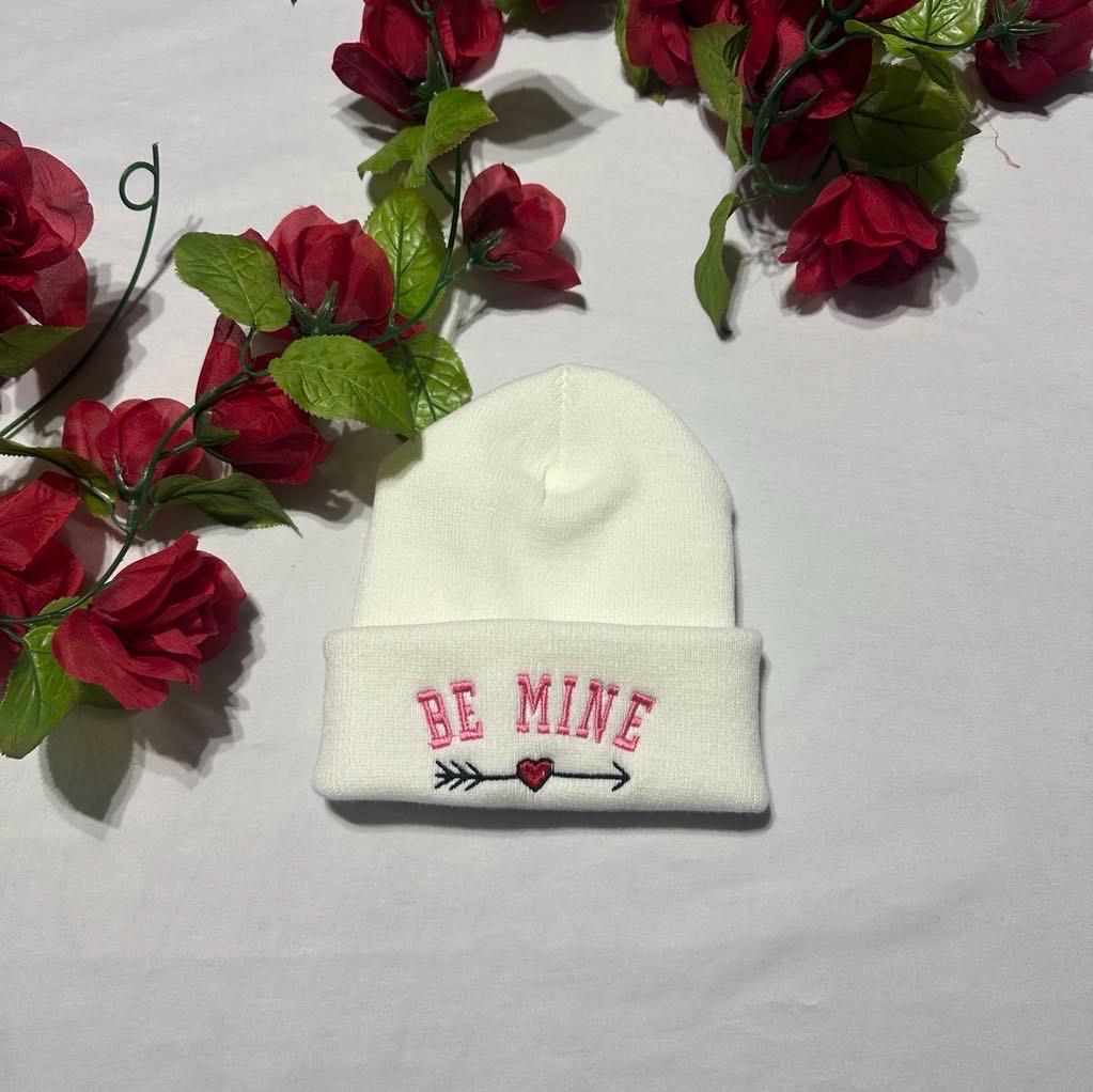 Be Mine Embroidered Beanie: Valentine's Day Knit Hat