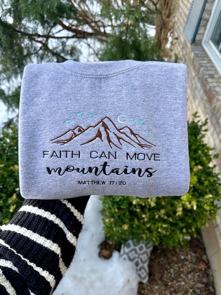 Embroidered Faith Sweatshirt: Christian Gift, Comfort Colors T-Shirt/Hoodie
