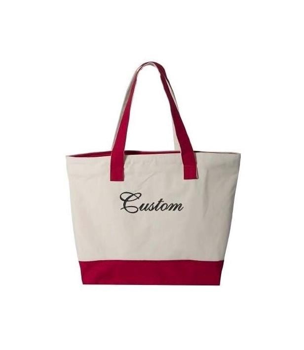Personalized Canvas Tote Bag with Zipper: Embroidered Gift for her, mom’s gift
