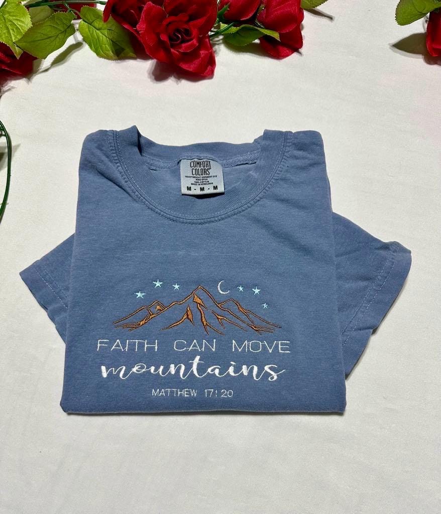 Embroidered Faith Sweatshirt: Christian Gift, Comfort Colors T-Shirt/Hoodie