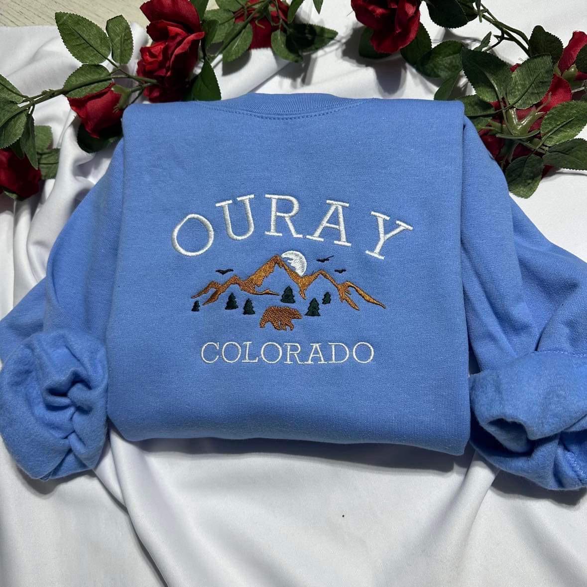 Custom Embroidered City State Sweatshirt: Mountain Bear Moon Design