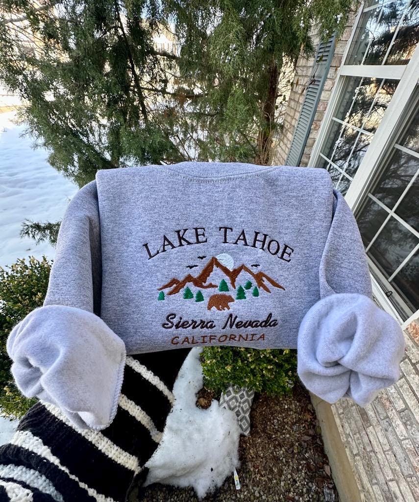 Custom Embroidered City State Sweatshirt: Mountain Bear Moon Design