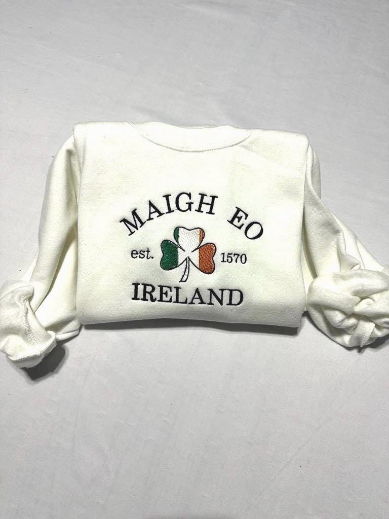 Custom Ireland City/County Embroidered Sweatshirt: Irish Shamrock