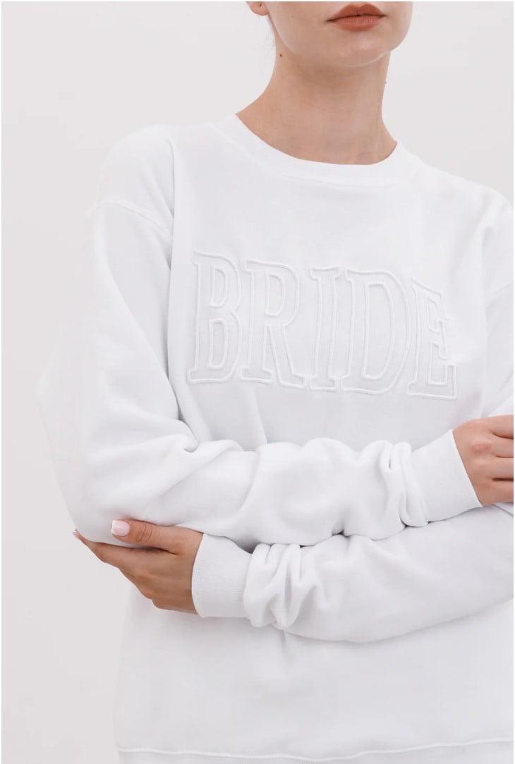 Custom Bride Embroidered Sweatshirt, Bridal Shower gift, New Bride honey moon outfit, Bachelorette Party Gift