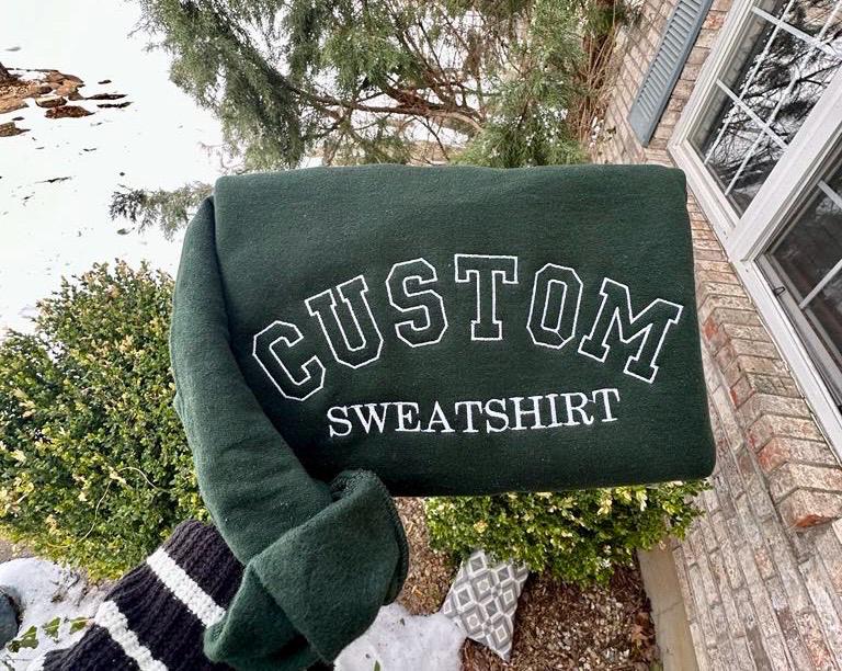 Custom Embroidered College Sweatshirt: Personalized Text Hoodie