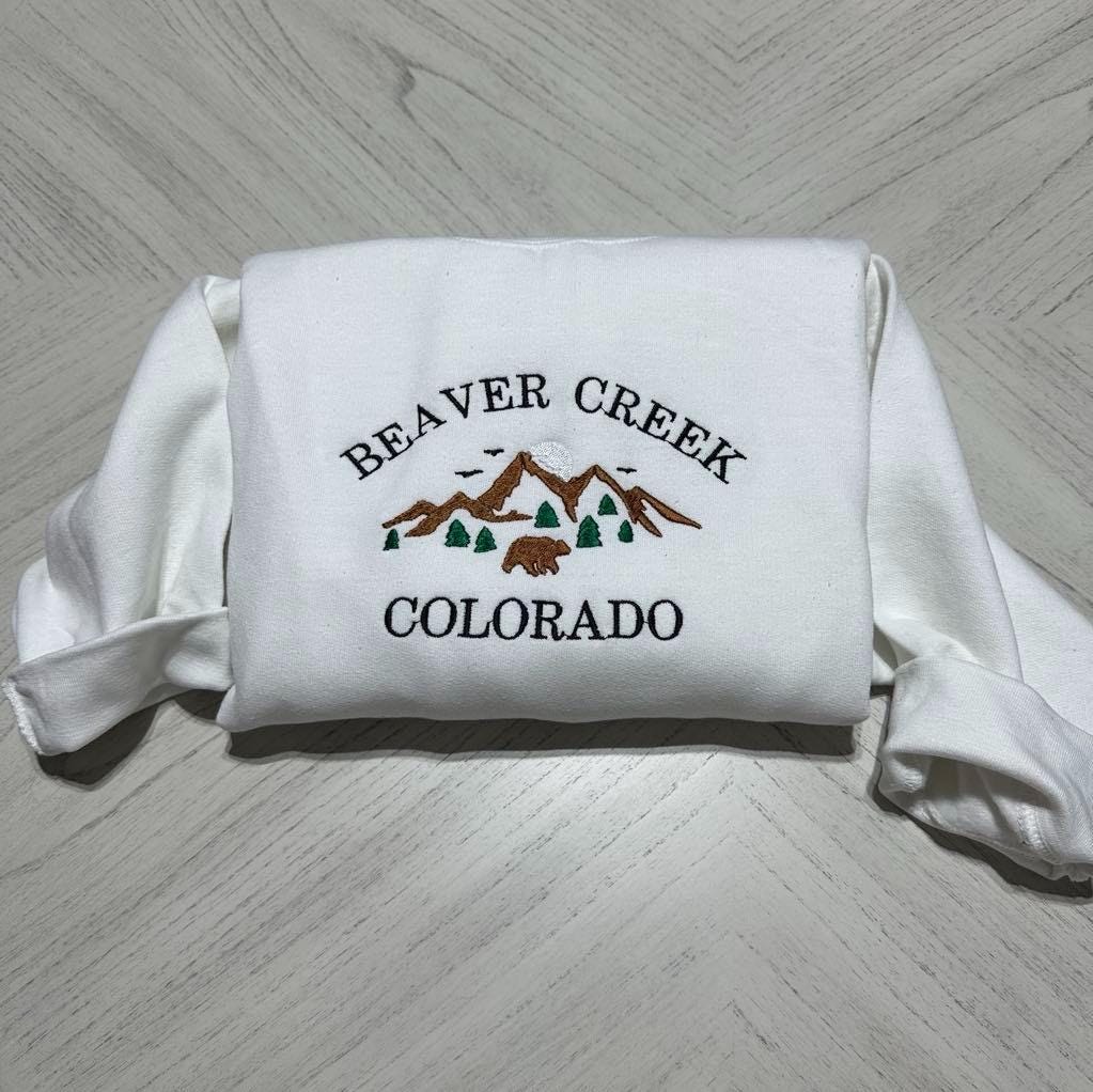 Custom Aspen Colorado Embroidered Sweatshirt: Mountain Trip Crewneck
