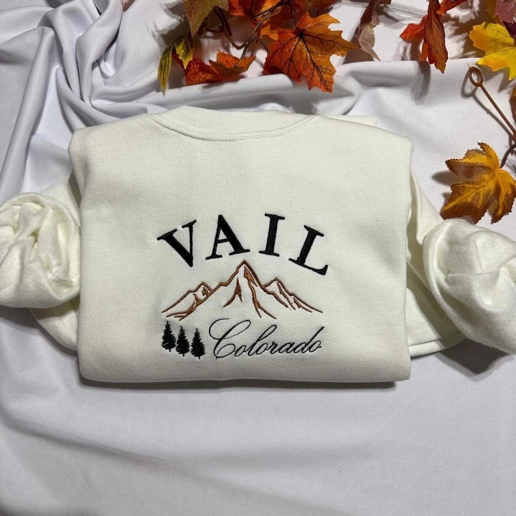 Vail Colorado Embroidered Sweatshirt: Mountain Adventure Style