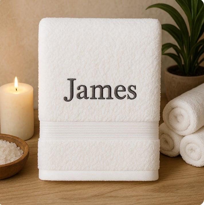 Custom Embroidered Spa Towel: Personalized Mountain Design Gift
