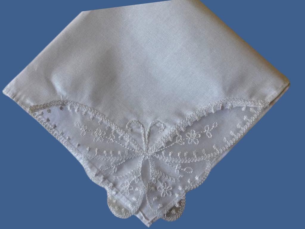 Custom Wedding Handkerchief”For Happy Tears Only” Personalized Embroidered Bridal Hankie Wedding Gift