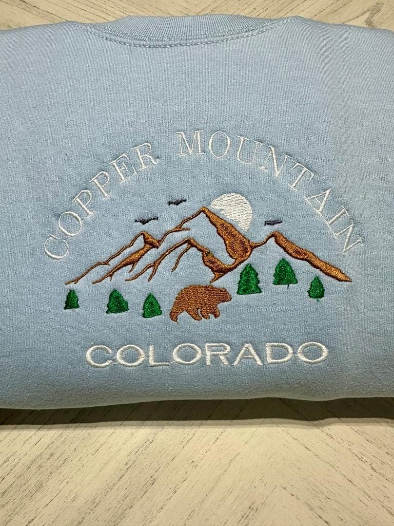 Personalized Copper Mountain Embroidered Sweatshirt: Colorado Bachelorette Party Crewneck