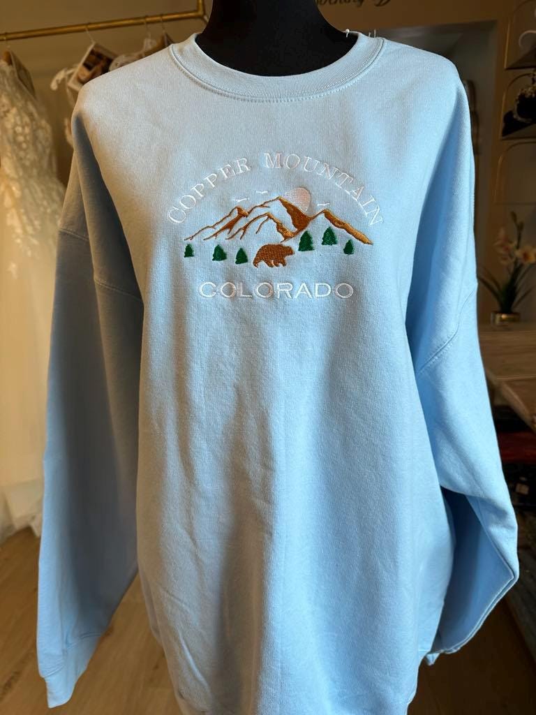 Personalized Copper Mountain Embroidered Sweatshirt: Colorado Bachelorette Party Crewneck