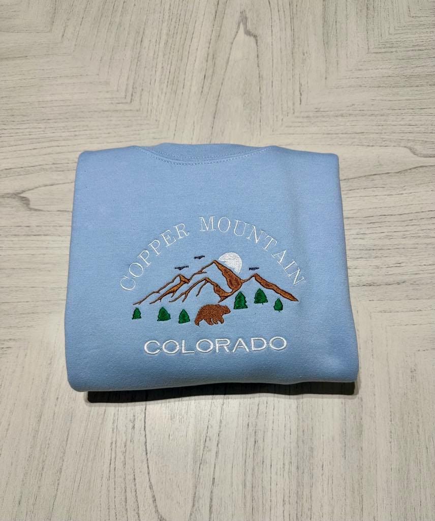 Personalized Copper Mountain Embroidered Sweatshirt: Colorado Bachelorette Party Crewneck