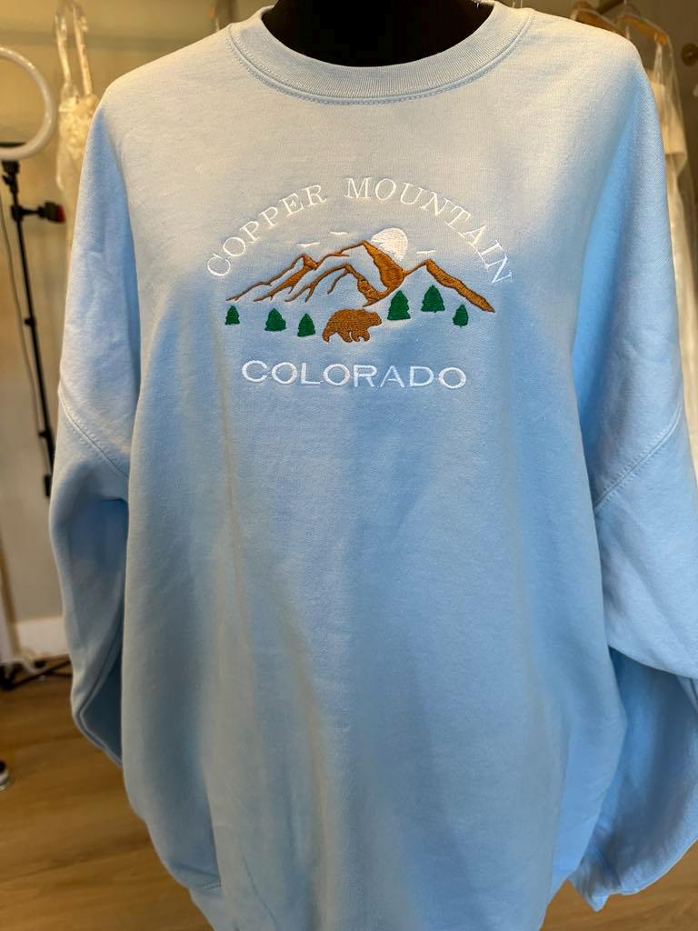 Personalized Copper Mountain Embroidered Sweatshirt: Colorado Bachelorette Party Crewneck