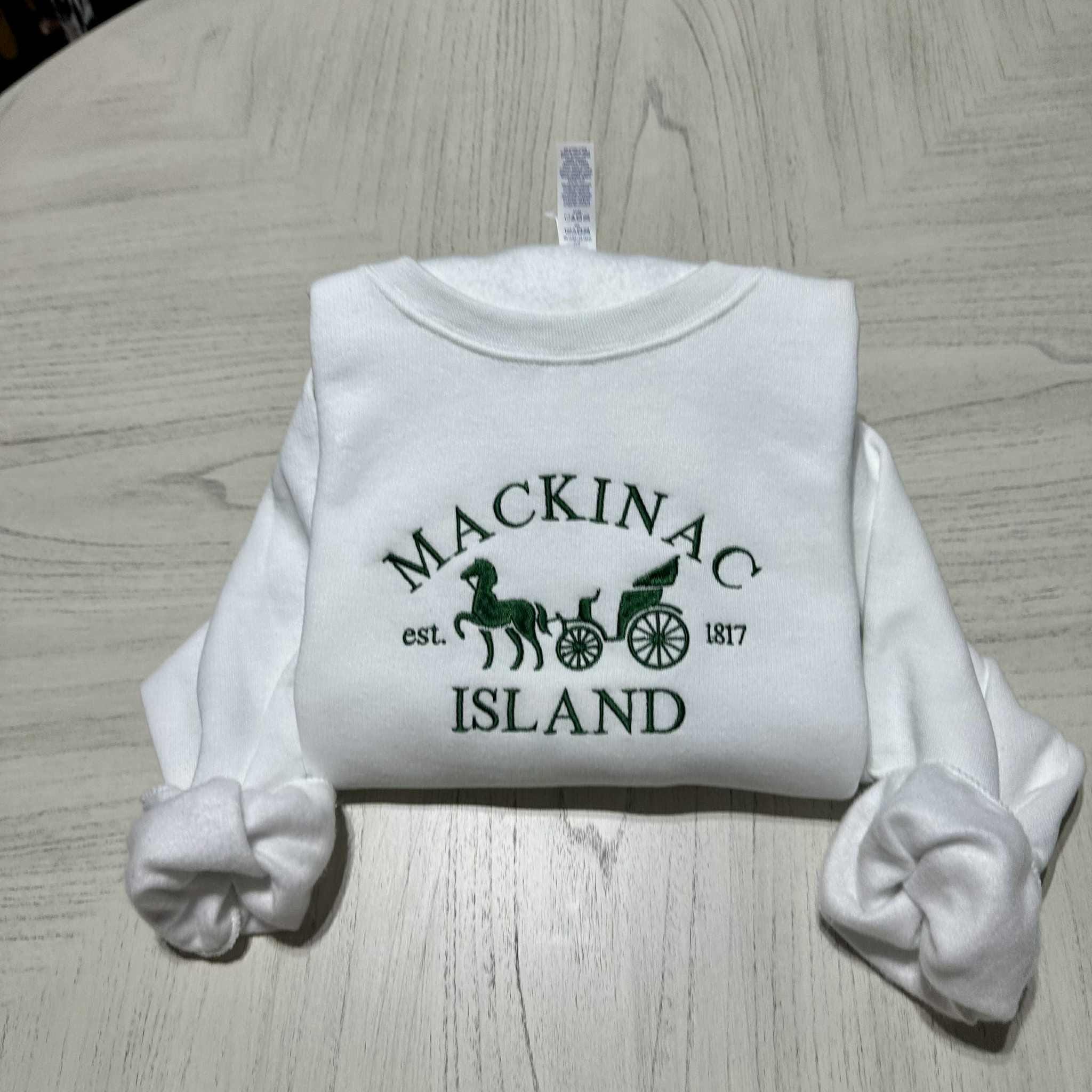 Mackinac Island Embroidered Sweatshirt | Amish Horse Carriage Design | Custom Travel Souvenir Crewneck;