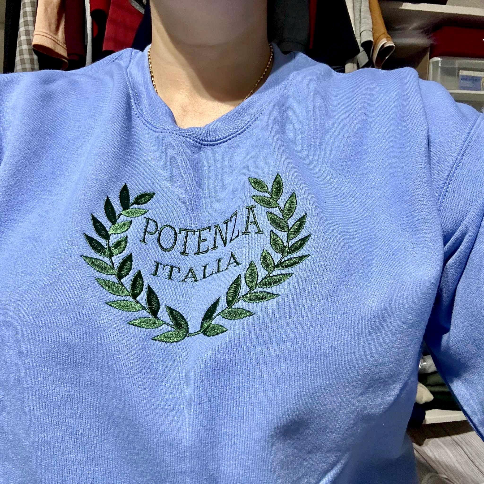 Custom Embroidered Italy Sweatshirt | Potenza Travel Crewneck | Personalized Souvenir Gift