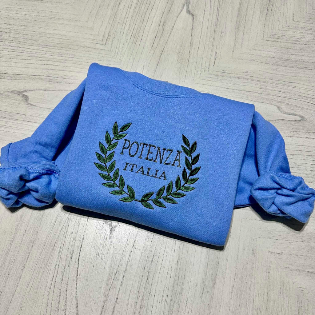 Custom Embroidered Italy Sweatshirt | Potenza Travel Crewneck | Personalized Souvenir Gift