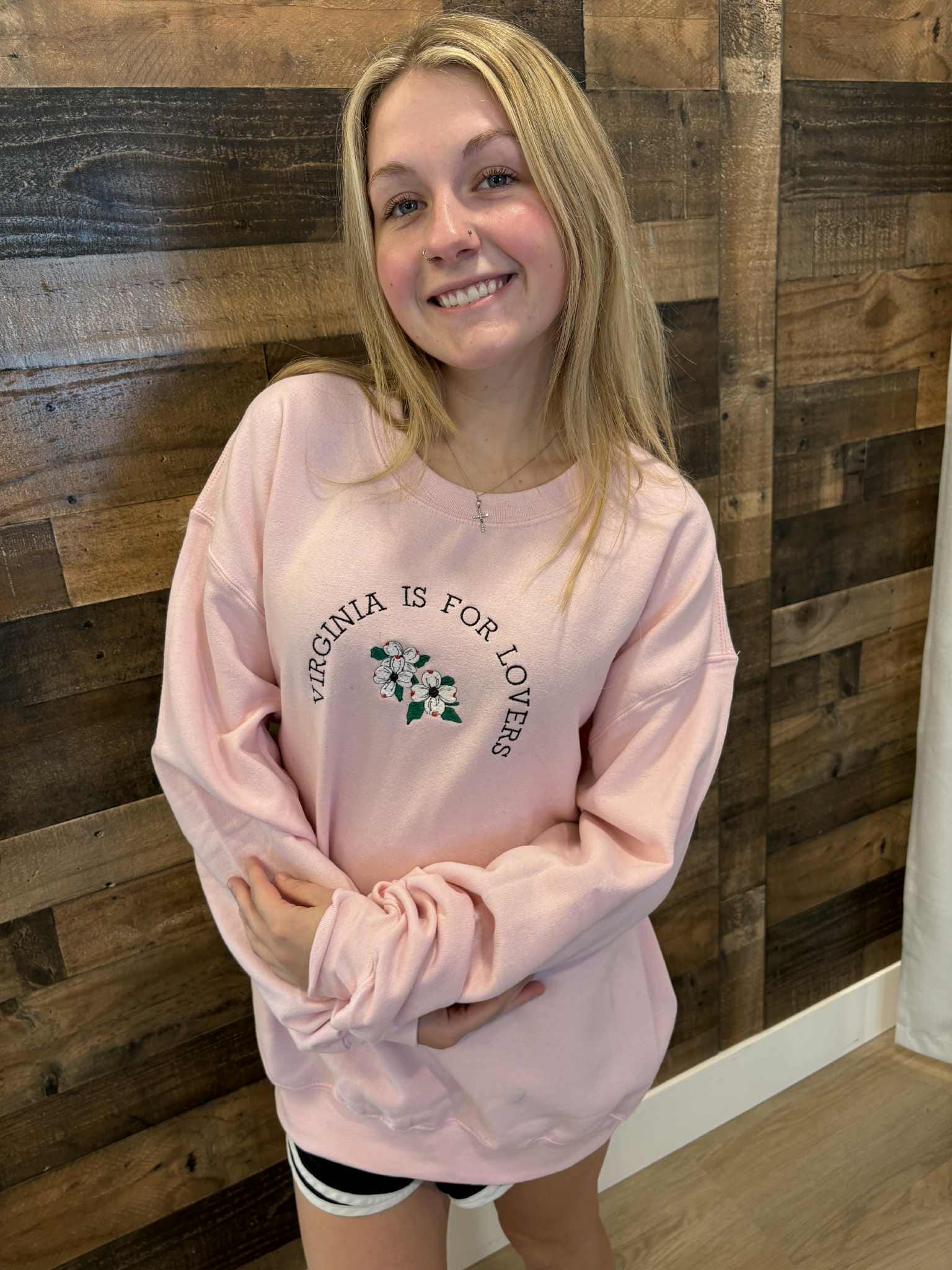 Virginia Is For Lovers Embroidered Sweatshirt: Dogwood State Pride