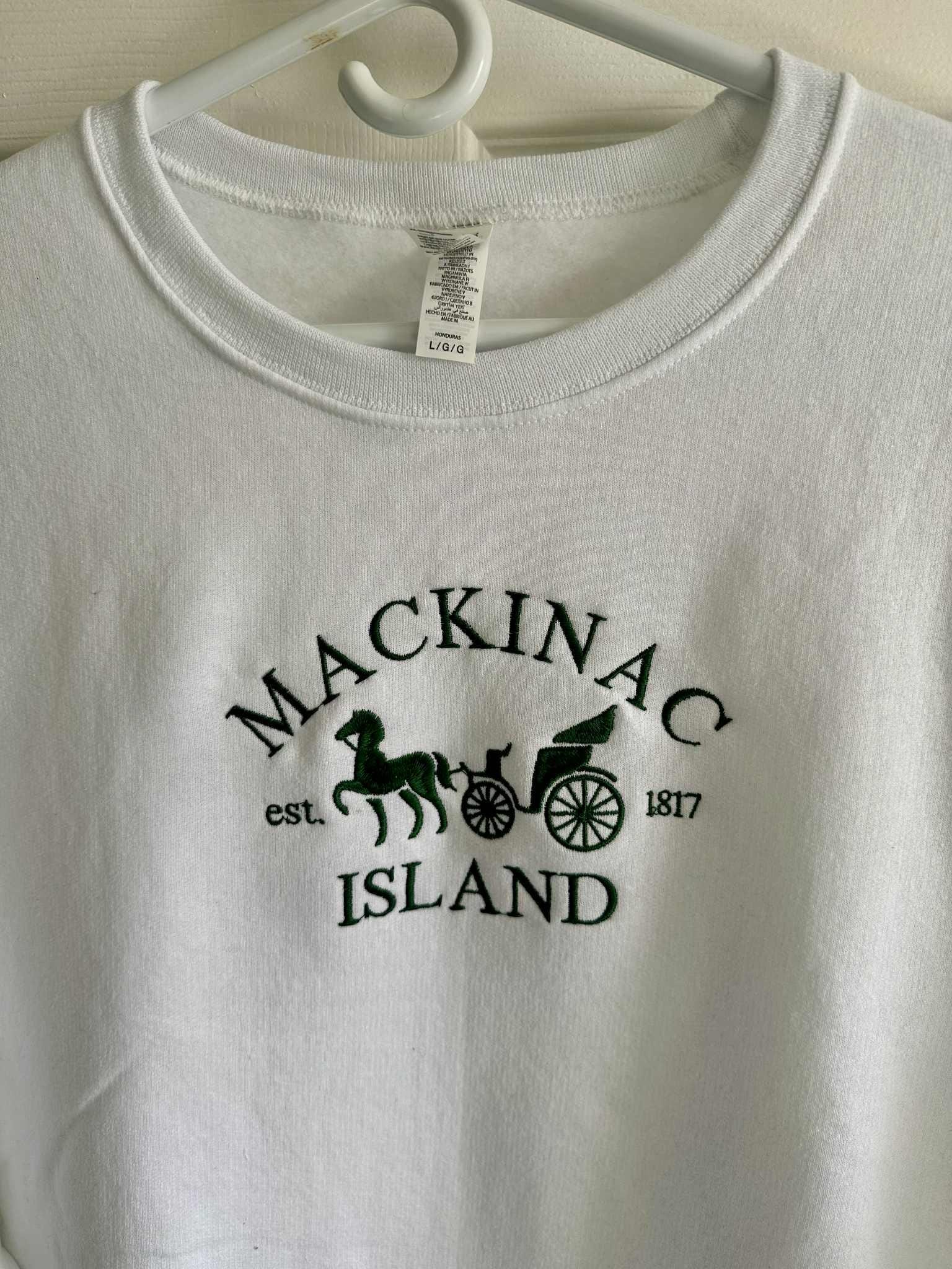 Mackinac Island Embroidered Sweatshirt | Amish Horse Carriage Design | Custom Travel Souvenir Crewneck;