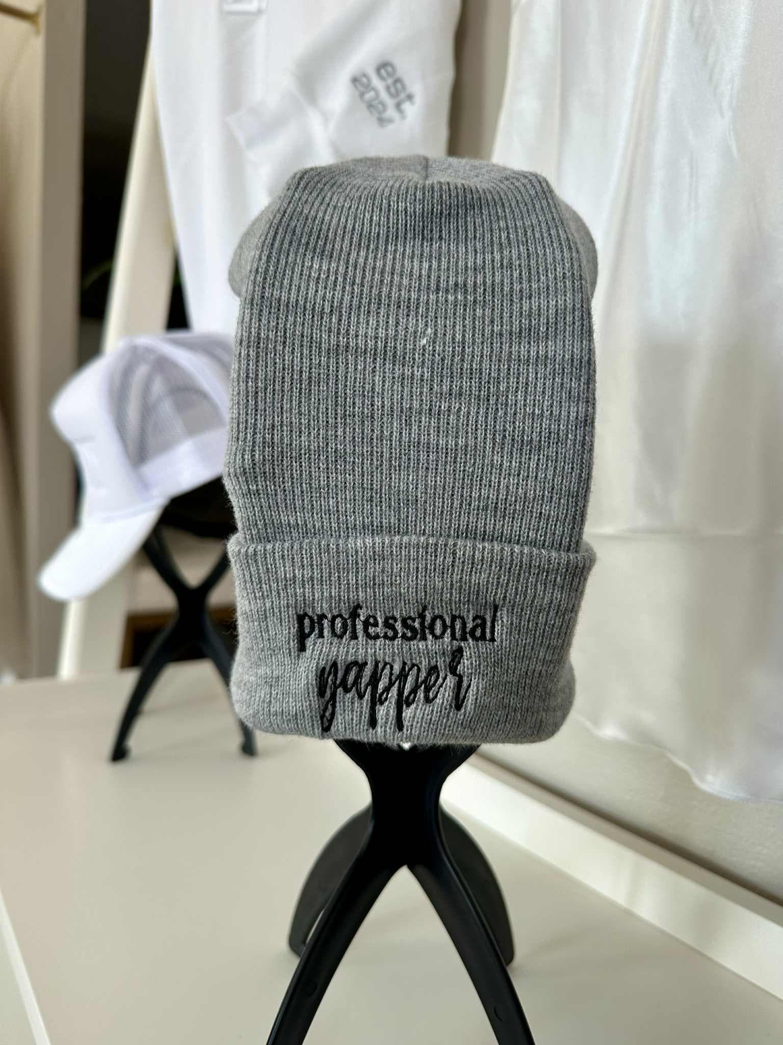 Professional Yapper Beanie: Embroidered Knit Statement Hat