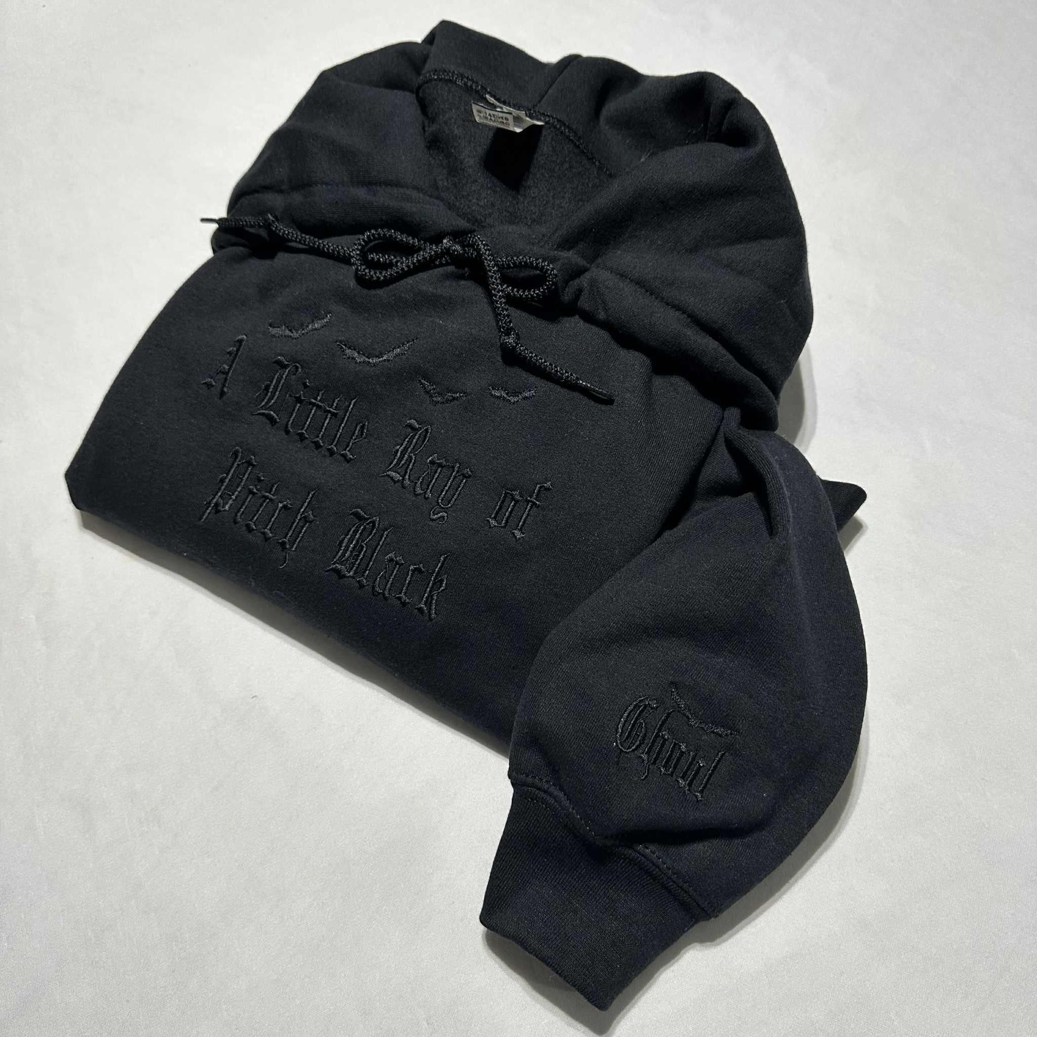 Embroidered Halloween Sweatshirt: Funny Dark Humor Bat Design