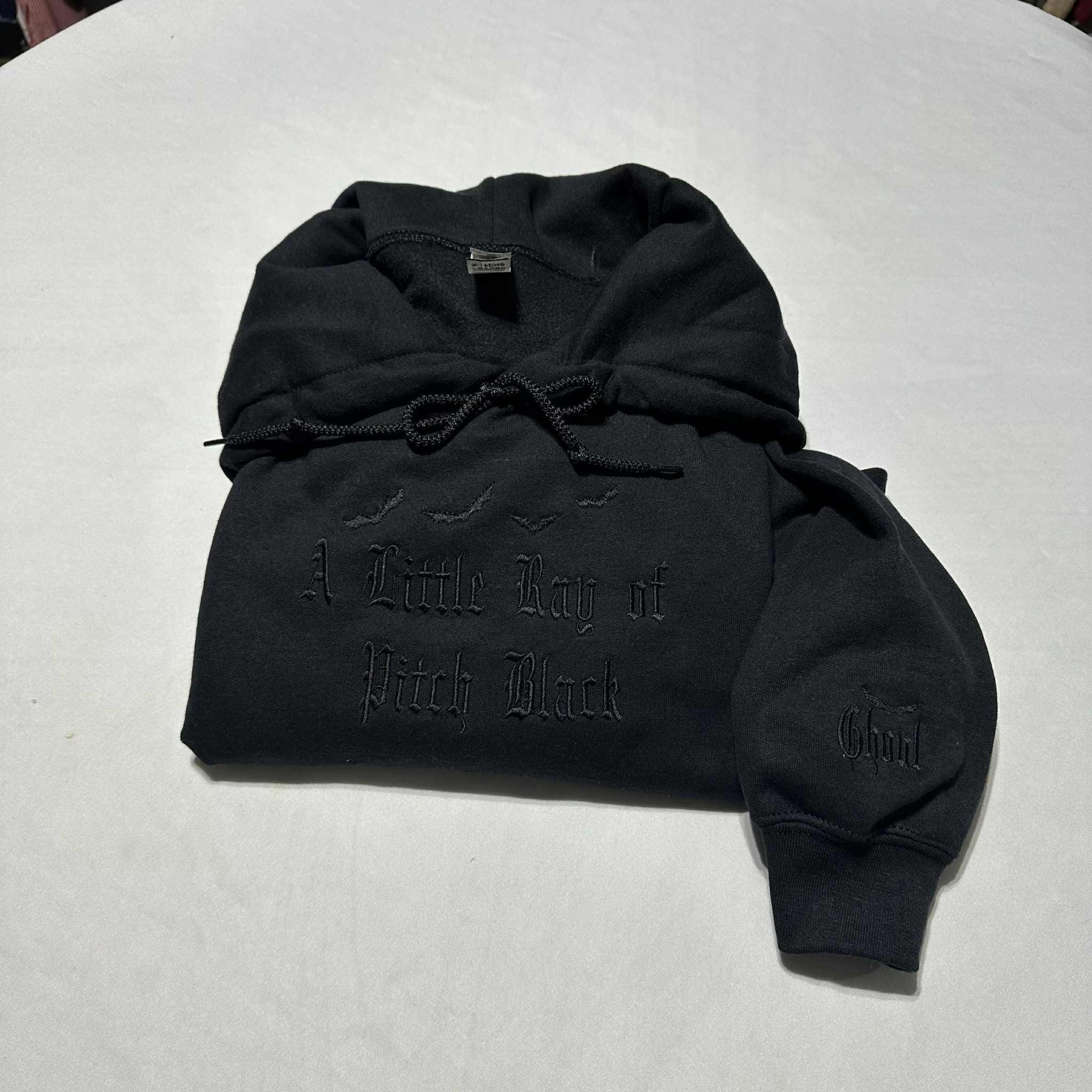 Embroidered Halloween Sweatshirt: Funny Dark Humor Bat Design