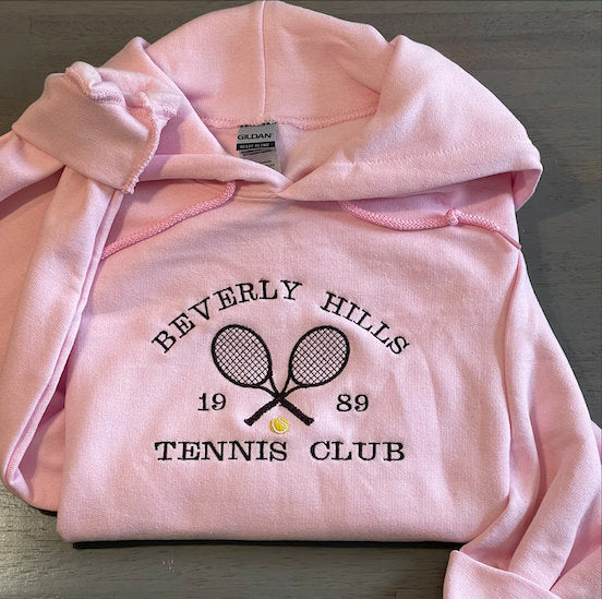 Beverly Hills  Hoodie | Tennis  Club Athletics Hoodie, custom embroidery design, vintage style athletic hoodie