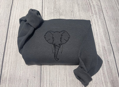 Elephant Embroidered sweatshirt; vintage embroidered Elephant crewneck; custom embroidered crewneck; - MrEmbroideryGifts