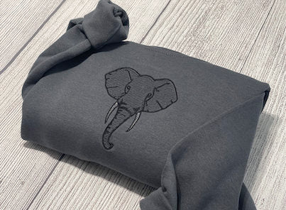 Elephant Embroidered sweatshirt; vintage embroidered Elephant crewneck; custom embroidered crewneck; - MrEmbroideryGifts