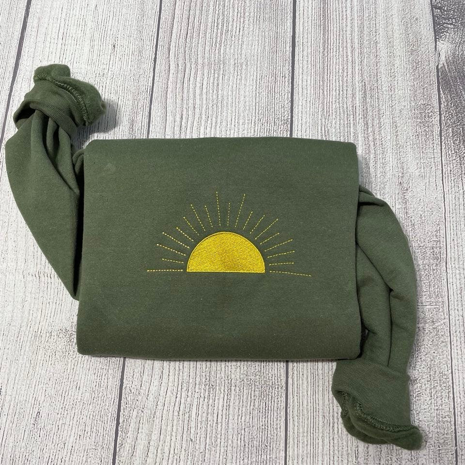 Embroidered Sun sweatshirt; Sunshine embroidered  sweatshirt; Custom sun sweatshirt; - MrEmbroideryGifts