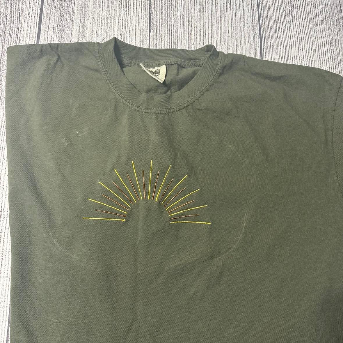 Sun Embroidered T-shirt; Sunshine embroidered shirt - MrEmbroideryGifts