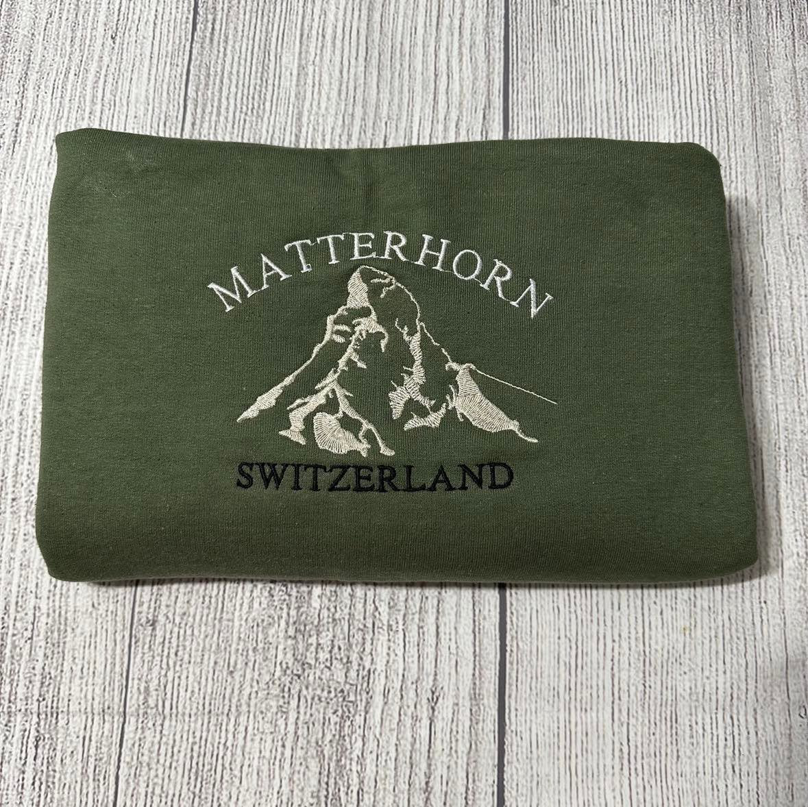 Matterhorn Switzerland embroidered sweatshirt, Matterhorn Mountain Sweatshirts,  Switzerland crewneck - MrEmbroideryGifts